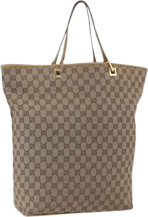 Gucci Pre-owned Tote Bags, female, Brown, Size: ONE SIZE Pre-owned Canvas Tote Bag