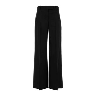 Alexander McQueen Wijde Zwarte Wollen Broek - Dames - Wijde Broeken - Zwart - XL - Wol - Broeken