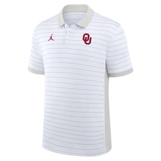 Nike Jordan Mens Oklahoma Sideline Victory Stripe Jordan Brand Dri-FIT College Polo in White | 0JBG0CEBOKN-FR1