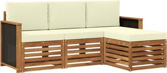 vidaXL Conjunto De Sof&aacute;s De Exterior 4 Uds. Natural Y Crema Vidaxl