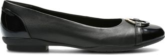 Clarks Ladies Ballerina Flat with Ring Detail Neenah Vine - Black Leather - UK Size 4.5E - EU Size 37.5 - US Size 7W