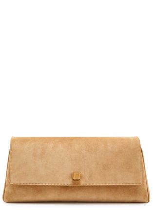 Khaite Audrey Suede Clutch - Camel - One Size