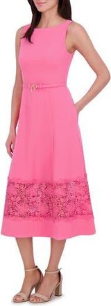 Eliza J Lace Inset Midi Dress in Lipstick at Nordstrom Rack, Size 8