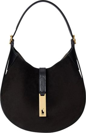 Polo Ralph Lauren Tassen, Dames, Zwart, ONE Size, Leer, Kleine Polo ID Schoudertas