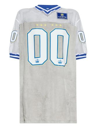 Off-white mesh-insert jersey dress - women - Viscose - 40 - Grey