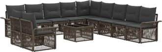 vidaXL Conjunto De Sof&aacute;s De Jard&iacute;n 12 Uds. Gris Rat&aacute;n Sint&eacute;tico Vidaxl