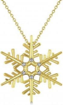 Allurez Diamond Snowflake Pendant Necklace 14k Yellow Gold (0.06ct)