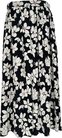 Carolina Herrera Floral-Print Mid Skirt in Black Viscose