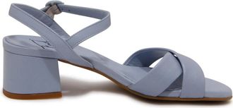 Roberto Festa Milano Blauwe Leren Sandaal met 4-5 cm Hak - Dames - Sandalen met hakken - Blauw - 36 EU - Schoenen