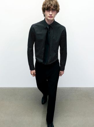 Le 31 Mens Black dot shirt Standard fit