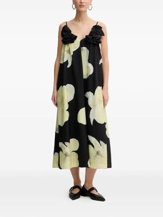 Stine Goya ruffled floral dress - women - Viscose/Polyamide - S - Black