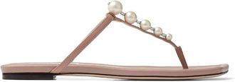 Jimmy Choo London Alaina Embellished Faux Pearl Sandals, Brand Size 35.5 ( US Size 5.5 )