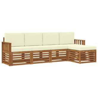 vidaXL Conjunto De Sof&aacute;s De Exterior Con Coj&iacute;n 5 Pcs Natural Y Crema Vidaxl