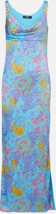 Versace Abito lungo Underwater Barocco in jersey drappeggiato