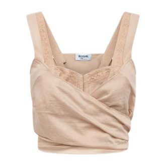 Blugirl Blouses, female, Beige, Size: 2XS Top rifinito in pizzo