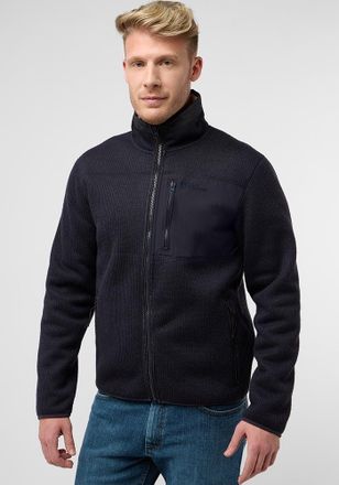 Jack Wolfskin Fleecejacke JACK WOLFSKIN KAMINFEUER JKT M, Herren, Gr. S (48), blau (schwarz, navy), Obermaterial: 100% Polyester; Kontrast: 100% Polyamid ; Futter: 