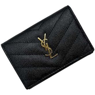 Saint Laurent Black Leather Wallet (Tri-Fold) (Pre-Owned)