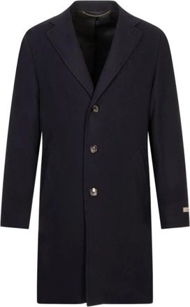 Canali Single-Breasted Coat - Heren - Mantel - Blauw - L - Jassen