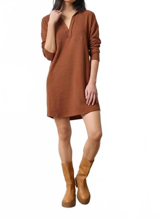 Lilla P Split Neck Collared Mini Dress In Praline
