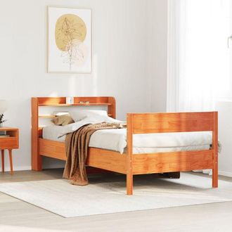 vidaXL Estructura De Cama Sin Colch&oacute;n Madera Maciza Marr&oacute;n 75x190 Cm Vidaxl