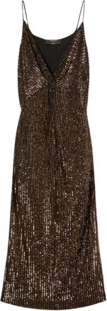 Twinset Kleedjes, Dames, Bruin, M, Polyester, Sequin Lange Jurk