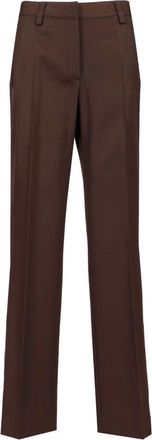 Off-white Wollen broek met wijde pijpen van scheerwol - Dames - Wijde Broeken - Bruin - S - Wol - Broeken