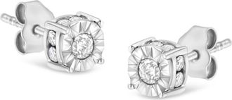 House of Brilliance Silver 1/2 Ct Miracle Diamond Stud Earring in White at Nordstrom