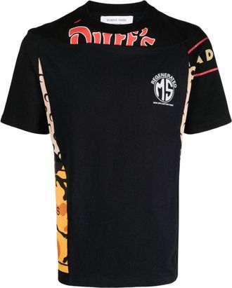 Marine Serre Regenerated patchwork T-shirt - men - Recycled Polyamide/Cotton/Recycled Elastane - L - Black