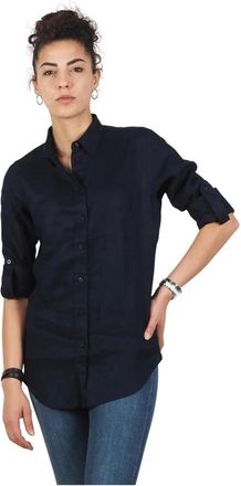 Ralph Lauren Overhemden, Dames, Blauw, L, Linnen, Kerrie Linnen Overhemd