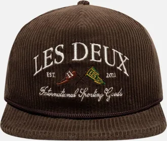 Les Deux Unisex Ivy League Corduroy Cap In Slate Brown