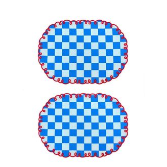 BITOSSI HOME Set 2 Placemat 48x35 Light Blue/Blue Edge Red