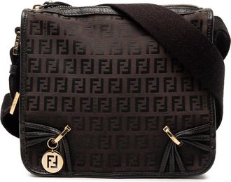 Fendi Pre-owned Fendi Small Zucchino Canvas F Charm Crossbody Ladies 4ECFZANOTVUQXFD7