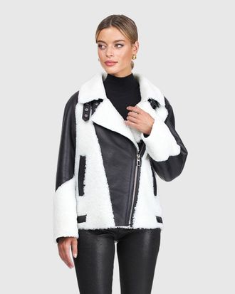 Gorski SHEARLING LAMB ZIP MOTO JACKET