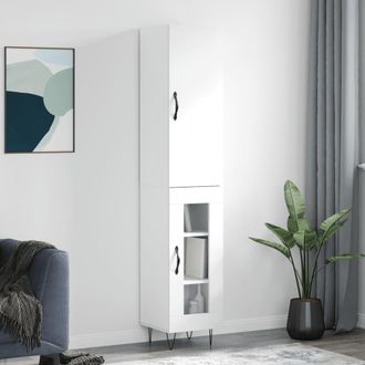 vidaXL Aparador Alto Madera Contrachapada Blanco 34,5x34x180 Cm Vidaxl