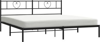 vidaXL Metal Bed Frame without Mattress with Headboard Black 180x200cm Vidaxl