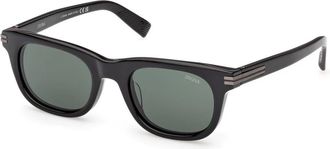 Ermenegildo Zegna 01R Zonnebril - Heren - Zonnebrillen - Zwart - 52 MM - Accessoires