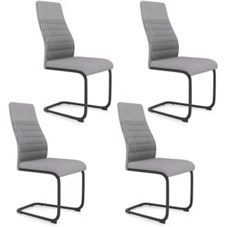 Costway Set di Sedie da Pranzo da 4, Sedia Ergonomica da Cucina Senza Braccioli con Schienale Alto Inclinabile, Base in Metallo a Forma di U e