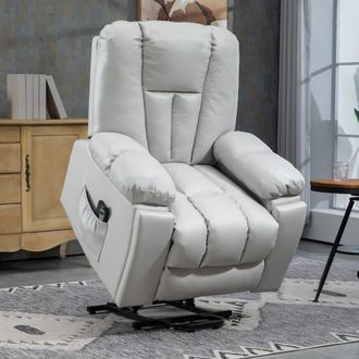 HOMCOM Riser & Recliner Chair for the Elderly, Quick Assembly, Lift Chair w/ Vibration Massage, Remote Control, Side Pockets, Pocket Spring, Cup