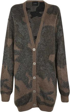 John Richmond Geribbelde Maxi Cardigan met Knopen - Dames - Vesten - Veelkleurig - XS - Wol - Truien & Vesten