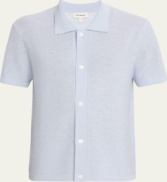 Frame Denim Mens Textured Short-Sleeve Shirt