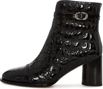 Cesare Gaspari Midnight Croc Block Laarzen - Dames - Laarzen met Hak - Zwart - 37 EU - Leer - Schoenen