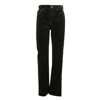 Ralph Lauren Full Length Flat Front Broeken - Dames - Straight fit broeken - Groen - W25 - Katoen - Broeken