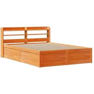 vidaXL Vidaxl - Giroletto con Testiera Marrone Cera 160x200 cm Massello Pino