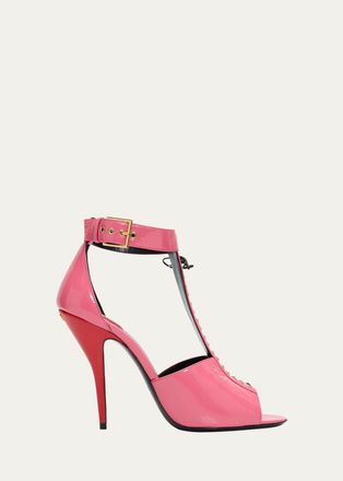Valentino Garavani 105mm Patent Leather Bustier T-Strap Sandals