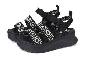 HeyDude Hey Dude Womens Delray Buckle Cottage Crochet Loafer, Black/White, 5.5 UK