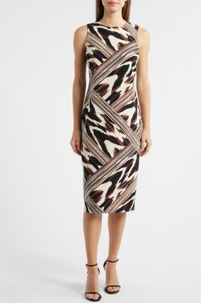 Anne Klein Print Sleeveless Midi Dress in Ivory Shell Multi at Nordstrom Rack, Size 12
