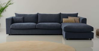 LeGer Home by Lena Gercke Ecksofa »Avelina« Breite 297 cm, in Cord- und Chenille- Stoff, Rückenkissen mit Federn