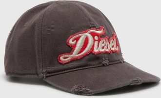 Diesel Distressed baseball cap with embroidered patch - Caps - Man - Grey