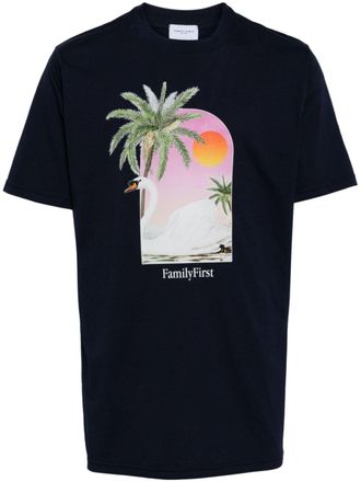 Family Fir$t Milano T-shirt con stampa Swan - Blu