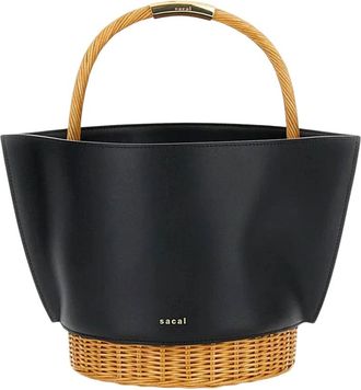 sacai Medium Basket Bag - Dames - Schoudertassen - Zwart - ONE Size - Leer - Tassen